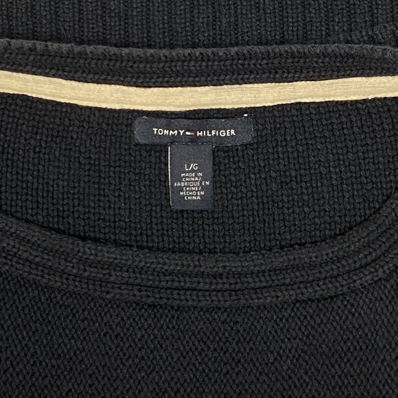 Tommy Hilfiger Scoop Neck Pull Over Cable & Rib Knit Sweater Navy Blue Kids L - Picture 11 of 12